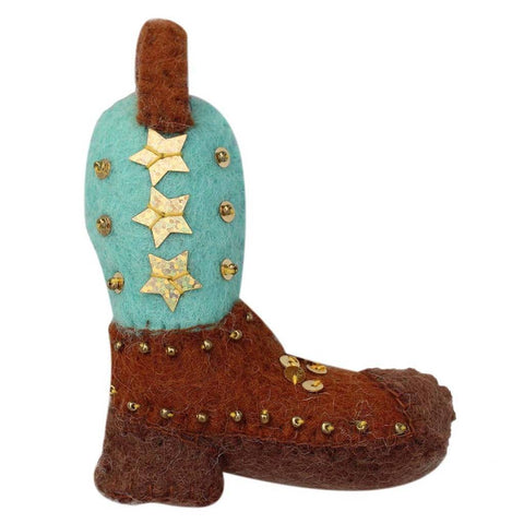 Cowgirl Boot Felt Ornament - Global Groove (H)