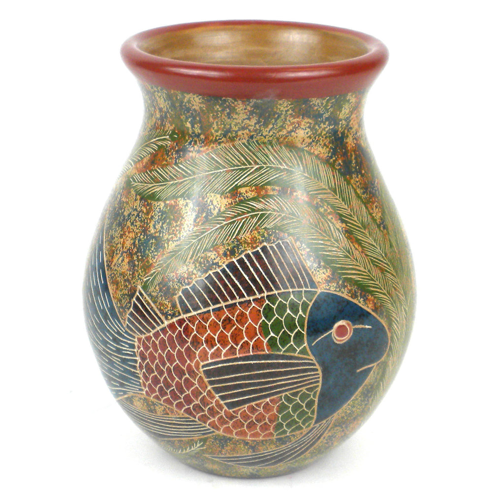 6 inch Tall Vase Fish Design - Esperanza en Accion