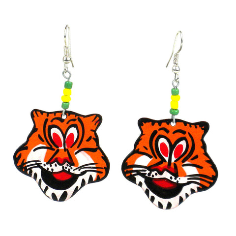 Recycled Tin Tiger Earrings - Creative Alternatives