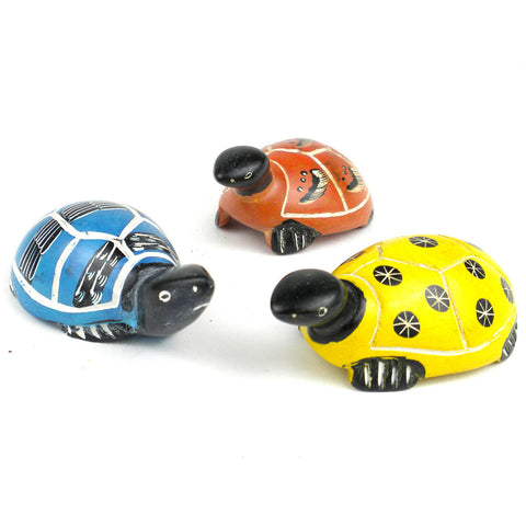 Set of 3 Mini Handcrafted Soapstone Turtles - Smolart
