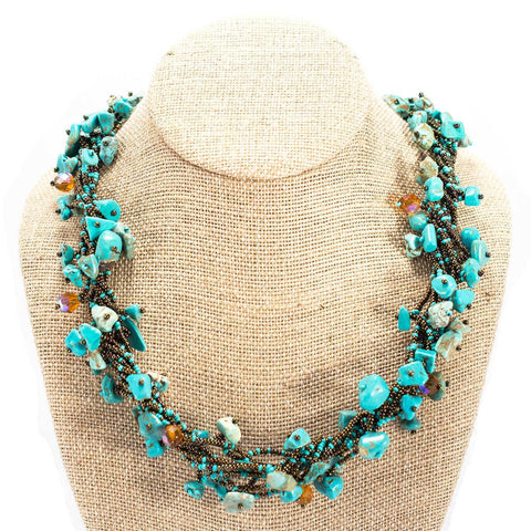 Chunky Stone Necklace - Turquoise - Lucias Imports (J)