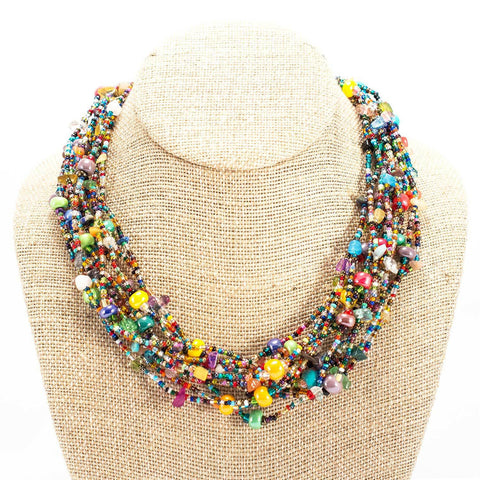 12 Strand Bead Beach Ball Necklace - Lucias Imports (J)