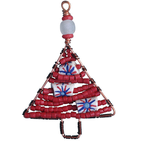 Beaded Tree Ornament Red - Global Mamas (H)