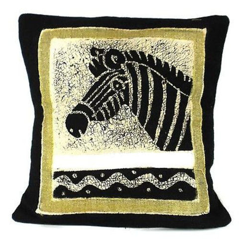 Handmade Black and White Zebra Batik Cushion Cover - Tonga Textiles