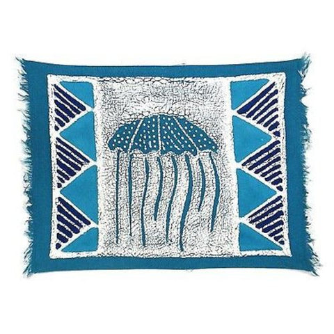 Handpainted Blue Jellyfish Batiked Placemat - Tonga Textiles