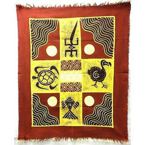 Four Creatures Batik in Red/Maroon - Tonga Textiles
