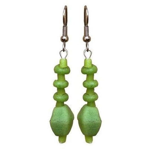 Lime Green Glass Pebbles Earrings - Global Mamas