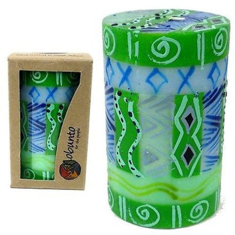 Single Boxed Hand-Painted Pillar Candle rih Design - Nobunto