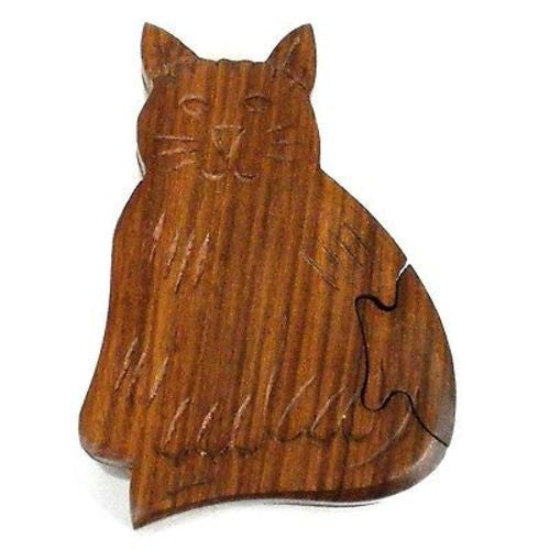 Handcrafted Sheesham Wood Cat Puzzle Box - Noahs Ark