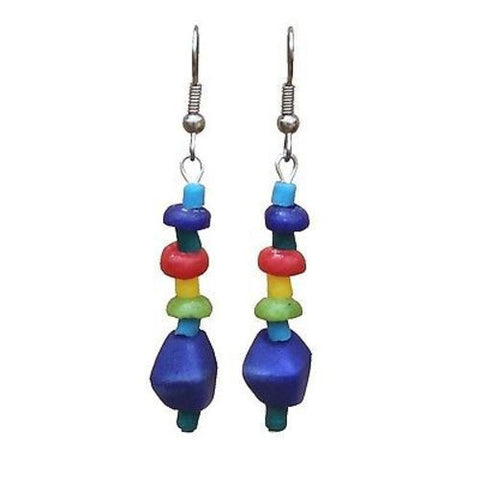Multicolor Rainbow Glass Pebbles Earrings - Global Mamas