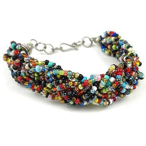 Multicolor Six Strand Braid Beaded Bracelet - Zakali Creations