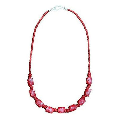 Recycled Glass Marble Necklace in Poppy - Global Mamas