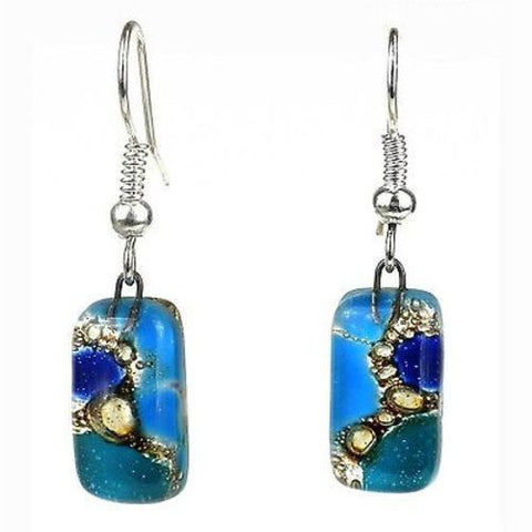 Blue Earthtones Small Glass Earrings - Tili Glass