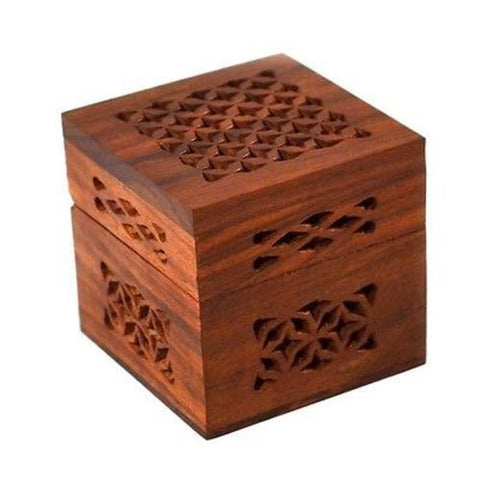 Handmade Small Lattice Cutwork Wood Box - Matr Boomie (B)