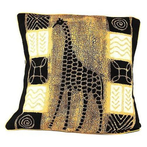 Handmade Black and White Giraffe Batik Cushion Cover - Tonga Textiles