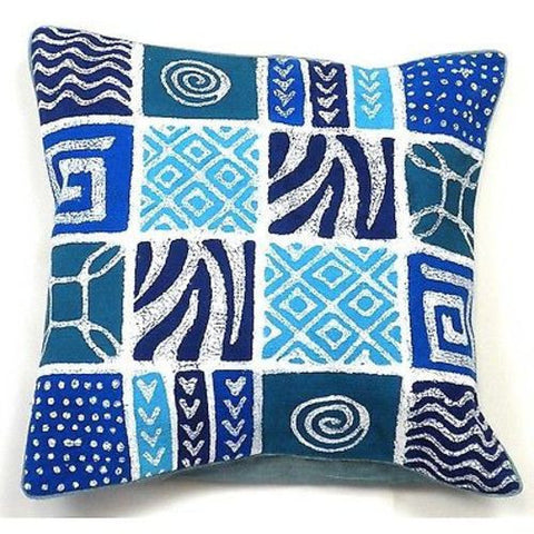 Handmade Blue Patches Batik Cushion Cover - Tonga Textiles