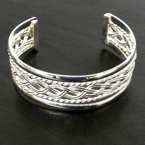 Silver Overlay Cuff Braided Design - Artisana