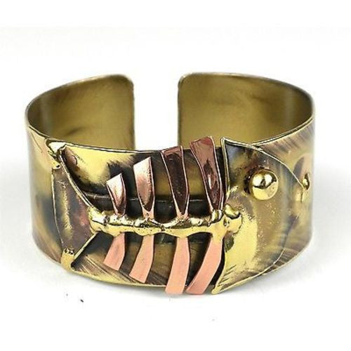 Fishbone Brass Bangle - Brass Images (C)