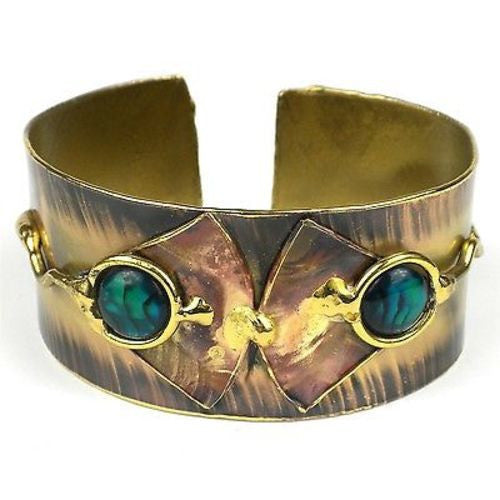 Paua Ocean Cuff - Brass Images (C)