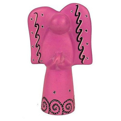Handcrafted 5-inch Soapstone Angel Sculpture in Pink - Smolart