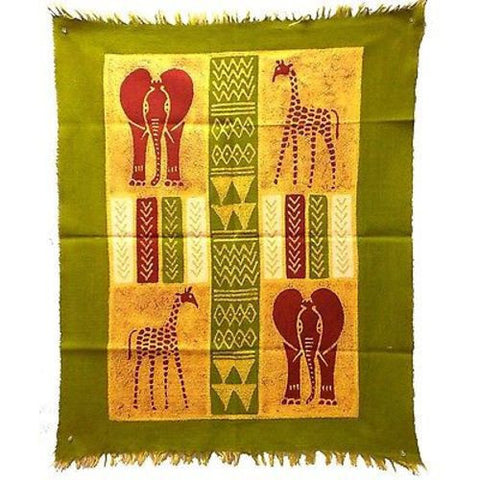 African Quad Batik in Green/Yellow/Red - Tonga Textiles