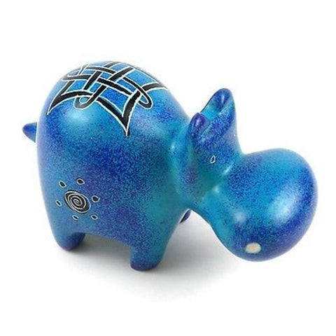 Handcrafted Blue Soapstone Hippo - Smolart