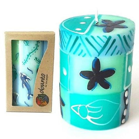 Single Boxed Hand-Painted Pillar Candle - Samaki Design - Nobunto