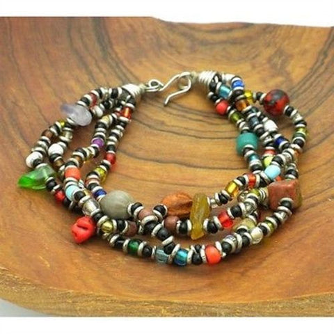Beaded Multicolored 4 Strand Bracelet - Zakali Creations