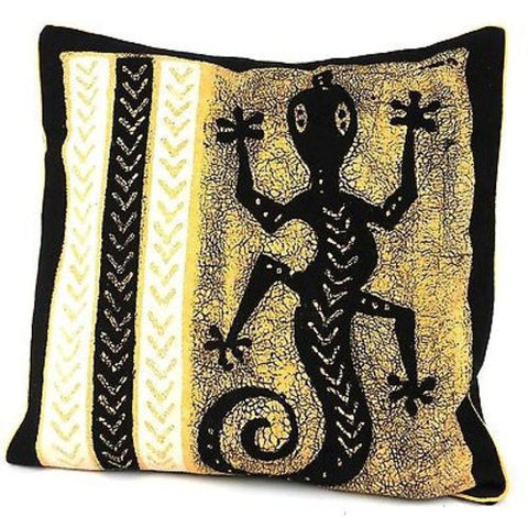 Handmade Black and White Lizard Batik Cushion Cover - Tonga Textiles