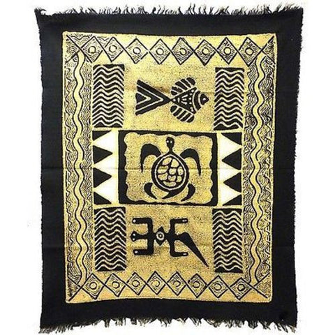 Three Creatures Batik in Black/White - Tonga Textiles