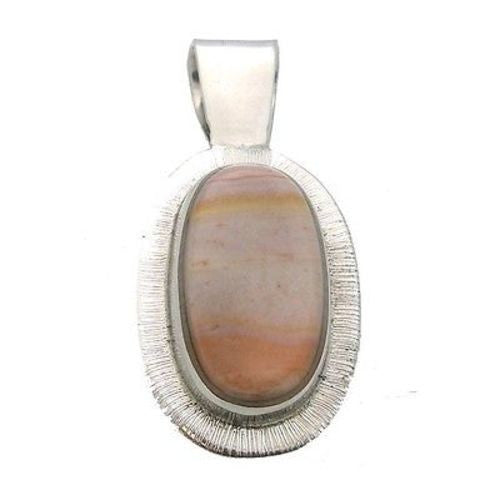 Tiger Stone Oval Alpaca Silver Pendant - Artisana