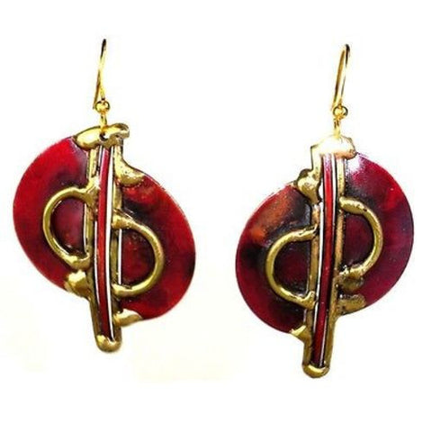 Cello Brass and Copper Earrings - Brass Images (E)