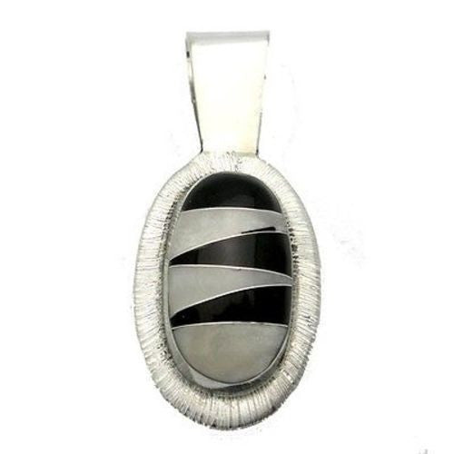 Onyx and Mother of Pearl Zig Zag Pendant - Artisana