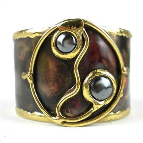 Morpho Hematite and Brass Cuff - Brass Images (C)