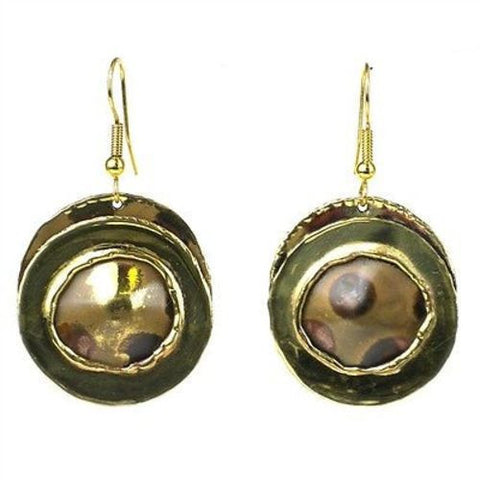 Encircled Spots Brass Earrings - Brass Images (E)