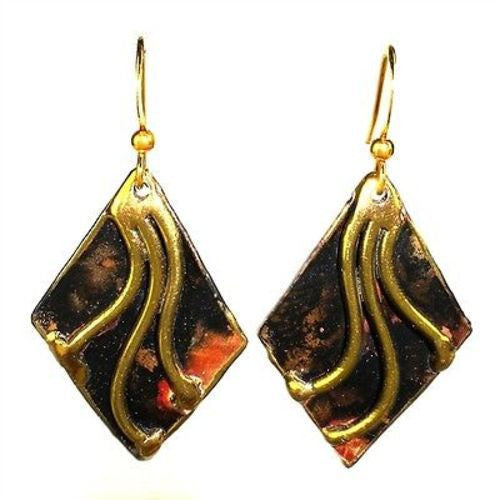 Waves on Diamond Brass Earrings - Brass Images (E)