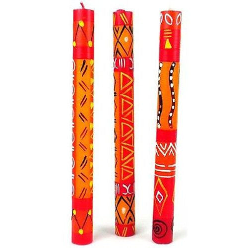 Set of Three Boxed Tall Hand-Painted Candles - Zahabu Design - Nobunto