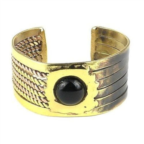 Onyx Ethnic Brass and Copper Cuff - Brass Images (C)