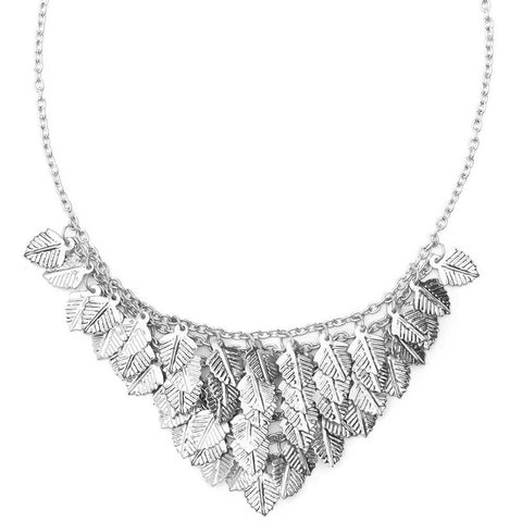 Falling Leaves Necklace - Silvertone - Matr Boomie (Jewelry)