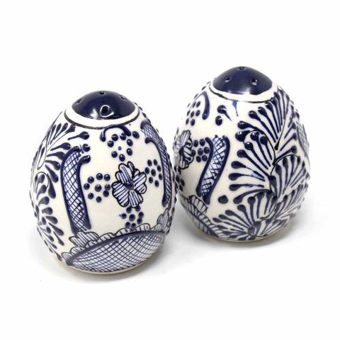 Salt Shakers - Blue Flowers Pattern, Set of Two - Encantada