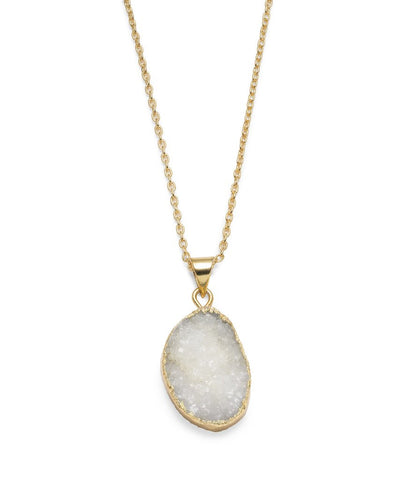 Rishima Druzy Drop Necklace - White - Matr Boomie (Jewelry)