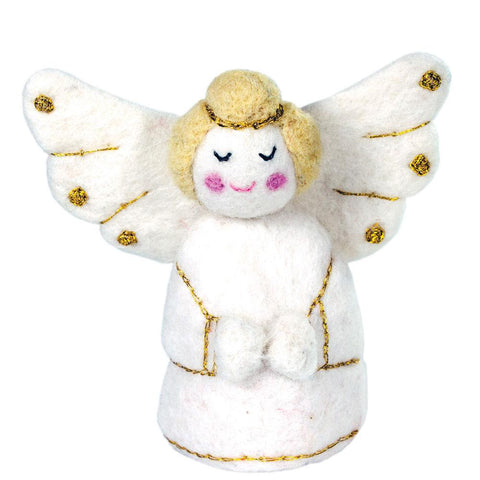 White Golden Angel Felt Ornament - Wild Woolies (H)