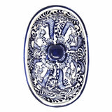 Handmade Pottery Butter Dish, Blue Flower - Encantada