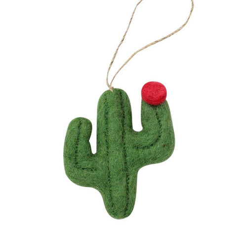 Cactus Felt Ornament in Flat Design (Sage Color) - Global Groove (H)
