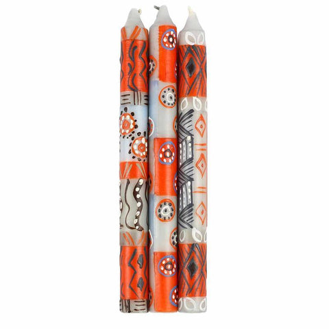 Hand Painted Candles in Kukomo Design (three tapers) - Nobunto