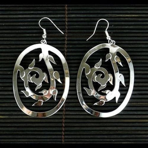 Large Silverplated Vine Earrings - Artisana