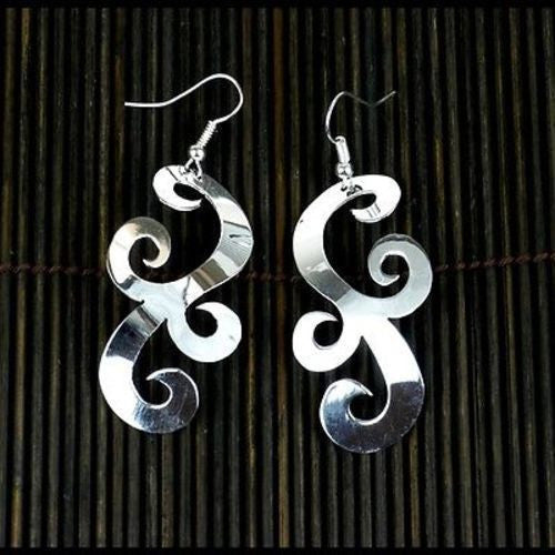 Large Silverplated Scrollwork Earrings - Artisana