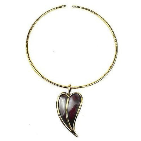 Heart Copper and Brass Pendant Necklace - Brass Images (N)