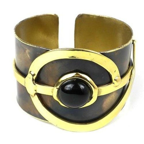 Handcrafted Onyx Note Cuff - Brass Images (C)