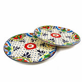 Dinner Plates 11.8in - Dots and Flowers, Set of Two - Encantada